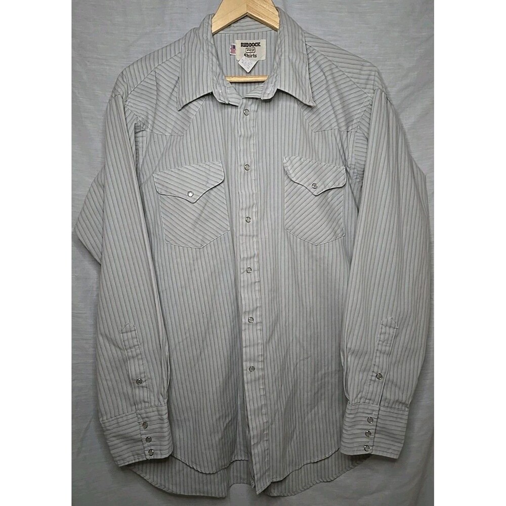 Vintage USA Ruddock Cowboy Western Men's Pearl Snap Pinstriped Shirt 17½ x 35